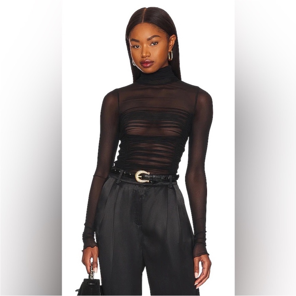 Free People Black Sheer Bodysuit